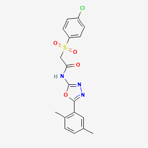 2-(4-chlorophenyl)sulfonyl-N-[5-(2,5-dimethylphenyl)-1,3,4-oxadiazol-2-yl]acetamide