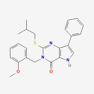 molecular formula C24H25N3O2S B2971772 2-(isobutylthio)-3-(2-methoxybenzyl)-7-phenyl-3H-pyrrolo[3,2-d]pyrimidin-4(5H)-one CAS No. 2034575-67-0