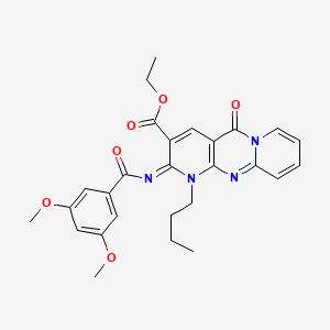 molecular formula C27H28N4O6 B2971778 ethyl 7-butyl-6-(3,5-dimethoxybenzoyl)imino-2-oxo-1,7,9-triazatricyclo[8.4.0.03,8]tetradeca-3(8),4,9,11,13-pentaene-5-carboxylate CAS No. 534576-76-6