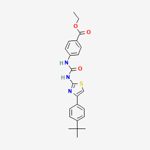 molecular formula C23H25N3O3S B2971800 Ethyl 4-(3-(4-(4-(tert-butyl)phenyl)thiazol-2-yl)ureido)benzoate CAS No. 330191-04-3