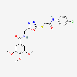 molecular formula C21H21ClN4O6S B2971816 N-{[5-({[(4-CHLOROPHENYL)CARBAMOYL]METHYL}SULFANYL)-1,3,4-OXADIAZOL-2-YL]METHYL}-3,4,5-TRIMETHOXYBENZAMIDE CAS No. 851784-34-4
