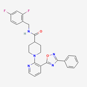 molecular formula C26H23F2N5O2 B2971835 N-[(2,4-difluorophenyl)methyl]-1-[3-(3-phenyl-1,2,4-oxadiazol-5-yl)pyridin-2-yl]piperidine-4-carboxamide CAS No. 1251601-46-3
