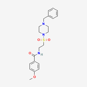 molecular formula C21H27N3O4S B2971880 N-{2-[(4-benzylpiperazin-1-yl)sulfonyl]ethyl}-4-methoxybenzamide CAS No. 899739-40-3