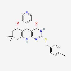 8,8-dimethyl-2-[(4-methylbenzyl)sulfanyl]-5-(pyridin-4-yl)-5,8,9,10-tetrahydropyrimido[4,5-b]quinoline-4,6(3H,7H)-dione