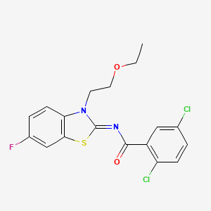 2,5-dichloro-N-[3-(2-ethoxyethyl)-6-fluoro-1,3-benzothiazol-2-ylidene]benzamide