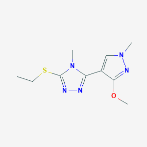 molecular formula C10H15N5OS B2971905 3-(ethylsulfanyl)-5-(3-methoxy-1-methyl-1H-pyrazol-4-yl)-4-methyl-4H-1,2,4-triazole CAS No. 1014096-07-1