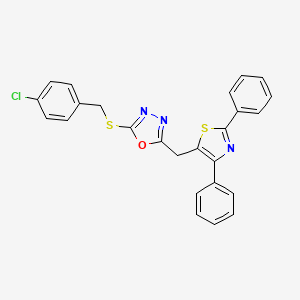 2-[(4-Chlorophenyl)methylsulfanyl]-5-[(2,4-diphenyl-1,3-thiazol-5-yl)methyl]-1,3,4-oxadiazole