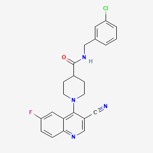 molecular formula C23H20ClFN4O B2971932 N-[(3-chlorophenyl)methyl]-1-(3-cyano-6-fluoroquinolin-4-yl)piperidine-4-carboxamide CAS No. 1207025-63-5