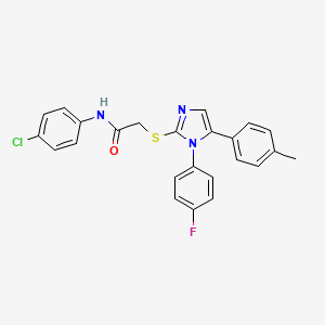 molecular formula C24H19ClFN3OS B2971936 N-(4-chlorophenyl)-2-((1-(4-fluorophenyl)-5-(p-tolyl)-1H-imidazol-2-yl)thio)acetamide CAS No. 1207034-84-1