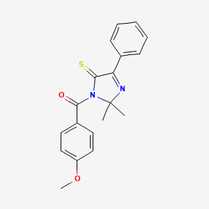 molecular formula C19H18N2O2S B2971961 (2,2-dimethyl-4-phenyl-5-thioxo-2,5-dihydro-1H-imidazol-1-yl)(4-methoxyphenyl)methanone CAS No. 899917-74-9