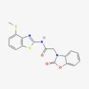 molecular formula C17H13N3O3S2 B2972010 N-(4-(methylthio)benzo[d]thiazol-2-yl)-2-(2-oxobenzo[d]oxazol-3(2H)-yl)acetamide CAS No. 1170933-50-2