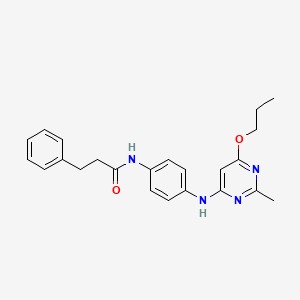 molecular formula C23H26N4O2 B2972019 N-(4-((2-methyl-6-propoxypyrimidin-4-yl)amino)phenyl)-3-phenylpropanamide CAS No. 946355-67-5