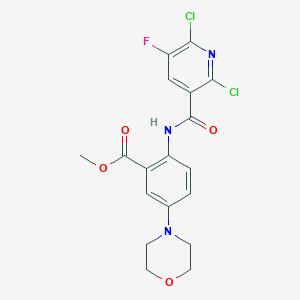 molecular formula C18H16Cl2FN3O4 B2972021 Methyl 2-(2,6-dichloro-5-fluoropyridine-3-amido)-5-(morpholin-4-yl)benzoate CAS No. 1808775-11-2
