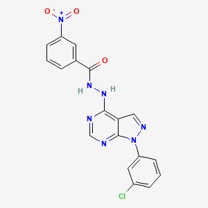molecular formula C18H12ClN7O3 B2972023 N'-[1-(3-chlorophenyl)-1H-pyrazolo[3,4-d]pyrimidin-4-yl]-3-nitrobenzohydrazide CAS No. 881073-48-9