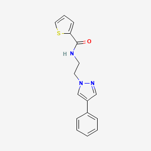 molecular formula C16H15N3OS B2972038 N-(2-(4-phenyl-1H-pyrazol-1-yl)ethyl)thiophene-2-carboxamide CAS No. 2034291-08-0