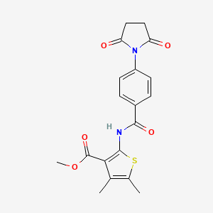 molecular formula C19H18N2O5S B2972053 Methyl 2-(4-(2,5-dioxopyrrolidin-1-yl)benzamido)-4,5-dimethylthiophene-3-carboxylate CAS No. 896615-50-2