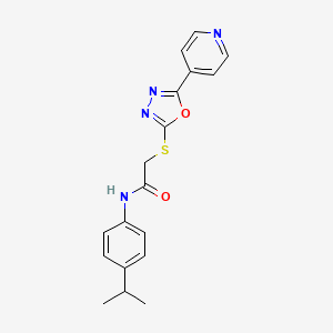 molecular formula C18H18N4O2S B2972059 N-[4-(propan-2-yl)phenyl]-2-{[5-(pyridin-4-yl)-1,3,4-oxadiazol-2-yl]sulfanyl}acetamide CAS No. 905499-24-3