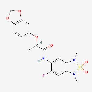 2-(benzo[d][1,3]dioxol-5-yloxy)-N-(6-fluoro-1,3-dimethyl-2,2-dioxido-1,3-dihydrobenzo[c][1,2,5]thiadiazol-5-yl)propanamide