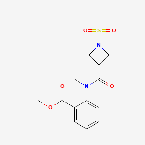 molecular formula C14H18N2O5S B2972100 methyl 2-(N-methyl-1-(methylsulfonyl)azetidine-3-carboxamido)benzoate CAS No. 1428363-64-7