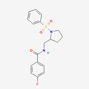 4-fluoro-N-((1-(phenylsulfonyl)pyrrolidin-2-yl)methyl)benzamide