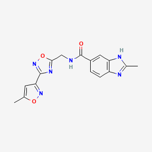 2-methyl-N-((3-(5-methylisoxazol-3-yl)-1,2,4-oxadiazol-5-yl)methyl)-1H-benzo[d]imidazole-6-carboxamide