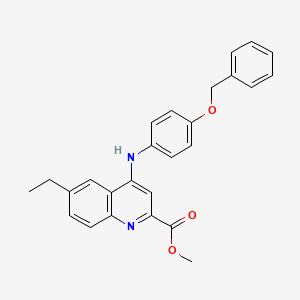molecular formula C26H24N2O3 B2972145 Methyl 4-{[4-(benzyloxy)phenyl]amino}-6-ethylquinoline-2-carboxylate CAS No. 1358497-17-2