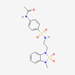 molecular formula C17H20N4O5S2 B2972148 N-(4-(N-(2-(3-methyl-2,2-dioxidobenzo[c][1,2,5]thiadiazol-1(3H)-yl)ethyl)sulfamoyl)phenyl)acetamide CAS No. 2034402-08-7