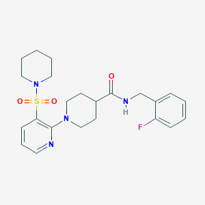 molecular formula C23H29FN4O3S B2972174 N-[(2-fluorophenyl)methyl]-1-[3-(piperidine-1-sulfonyl)pyridin-2-yl]piperidine-4-carboxamide CAS No. 1189917-11-0