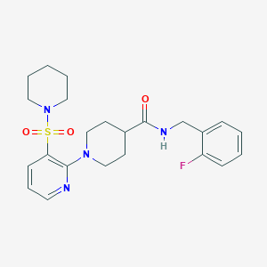 molecular formula C23H29FN4O3S B2972174 2-{1-[(3,5-dimethylisoxazol-4-yl)sulfonyl]piperidin-4-yl}-N-[3-(4-ethylpiperazin-1-yl)propyl]propanamide CAS No. 1189917-11-0