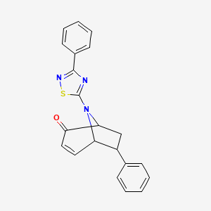 molecular formula C21H17N3OS B2972183 6-Phenyl-8-(3-phenyl-1,2,4-thiadiazol-5-yl)-8-azabicyclo[3.2.1]oct-3-en-2-one CAS No. 1212215-80-9