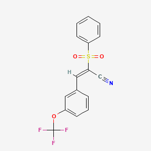 (E)-2-(benzenesulfonyl)-3-[3-(trifluoromethoxy)phenyl]prop-2-enenitrile