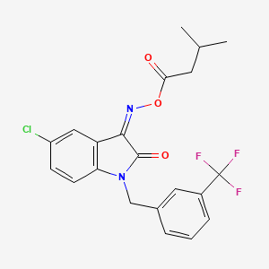 5-chloro-3-{[(3-methylbutanoyl)oxy]imino}-1-[3-(trifluoromethyl)benzyl]-1,3-dihydro-2H-indol-2-one