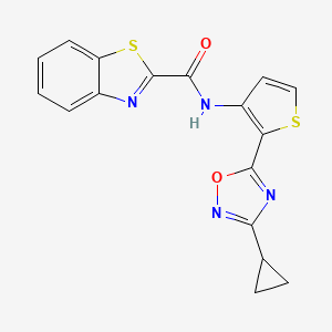 molecular formula C17H12N4O2S2 B2972189 N-[2-(3-cyclopropyl-1,2,4-oxadiazol-5-yl)thiophen-3-yl]-1,3-benzothiazole-2-carboxamide CAS No. 1795295-64-5