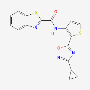 molecular formula C17H12N4O2S2 B2972189 N-(2-(3-cyclopropyl-1,2,4-oxadiazol-5-yl)thiophen-3-yl)benzo[d]thiazole-2-carboxamide CAS No. 1795295-64-5