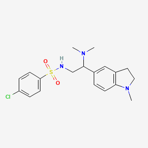 molecular formula C19H24ClN3O2S B2972194 4-chloro-N-(2-(dimethylamino)-2-(1-methylindolin-5-yl)ethyl)benzenesulfonamide CAS No. 953965-33-8