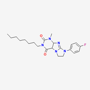 molecular formula C22H28FN5O2 B2972196 8-(4-fluorophenyl)-1-methyl-3-octyl-1H,2H,3H,4H,6H,7H,8H-imidazo[1,2-g]purine-2,4-dione CAS No. 872839-74-2