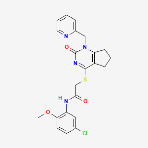 molecular formula C22H21ClN4O3S B2972197 N-(5-chloro-2-methoxyphenyl)-2-((2-oxo-1-(pyridin-2-ylmethyl)-2,5,6,7-tetrahydro-1H-cyclopenta[d]pyrimidin-4-yl)thio)acetamide CAS No. 899954-95-1