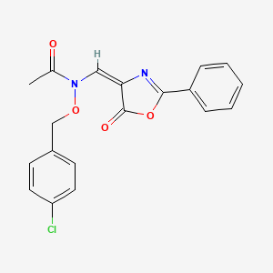 N-[(4-chlorophenyl)methoxy]-N-[(E)-(5-oxo-2-phenyl-1,3-oxazol-4-ylidene)methyl]acetamide