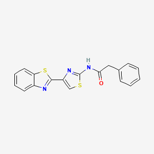 molecular formula C18H13N3OS2 B2972210 N-[4-(1,3-benzothiazol-2-yl)-1,3-thiazol-2-yl]-2-phenylacetamide CAS No. 477327-07-4