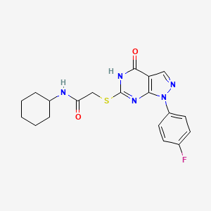 B2972232 N-cyclohexyl-2-((1-(4-fluorophenyl)-4-oxo-4,5-dihydro-1H-pyrazolo[3,4-d]pyrimidin-6-yl)thio)acetamide CAS No. 534592-45-5