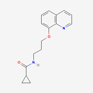 molecular formula C16H18N2O2 B2972244 N-(3-(quinolin-8-yloxy)propyl)cyclopropanecarboxamide CAS No. 1234896-41-3