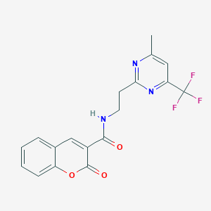 molecular formula C18H14F3N3O3 B2972256 N-(2-(4-甲基-6-(三氟甲基)嘧啶-2-基)乙基)-2-氧代-2H-色烯-3-甲酰胺 CAS No. 1396674-69-3