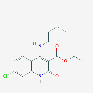 molecular formula C17H21ClN2O3 B2972262 Ethyl 7-chloro-4-(isopentylamino)-2-oxo-1,2-dihydroquinoline-3-carboxylate CAS No. 1189695-54-2