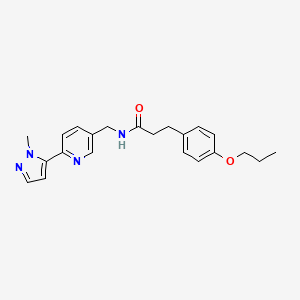 molecular formula C22H26N4O2 B2972263 N-((6-(1-methyl-1H-pyrazol-5-yl)pyridin-3-yl)methyl)-3-(4-propoxyphenyl)propanamide CAS No. 2034368-69-7