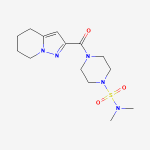 molecular formula C14H23N5O3S B2972298 N,N-dimethyl-4-{4H,5H,6H,7H-pyrazolo[1,5-a]pyridine-2-carbonyl}piperazine-1-sulfonamide CAS No. 2034543-34-3