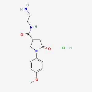 molecular formula C14H20ClN3O3 B2972303 N-(2-Aminoethyl)-1-(4-methoxyphenyl)-5-oxopyrrolidine-3-carboxamide hydrochloride CAS No. 1179366-94-9
