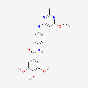 molecular formula C23H26N4O5 B2972339 N-(4-((6-ethoxy-2-methylpyrimidin-4-yl)amino)phenyl)-3,4,5-trimethoxybenzamide CAS No. 946234-11-3
