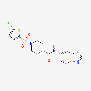 molecular formula C17H16ClN3O3S3 B2972342 N-(1,3-benzothiazol-6-yl)-1-[(5-chlorothiophen-2-yl)sulfonyl]piperidine-4-carboxamide CAS No. 941924-67-0