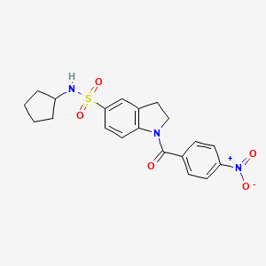 molecular formula C20H21N3O5S B2972346 N-cyclopentyl-1-(4-nitrobenzoyl)-2,3-dihydro-1H-indole-5-sulfonamide CAS No. 919210-16-5