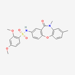 molecular formula C23H22N2O6S B2972349 N-(8,10-dimethyl-11-oxo-10,11-dihydrodibenzo[b,f][1,4]oxazepin-2-yl)-2,4-dimethoxybenzenesulfonamide CAS No. 922094-78-8